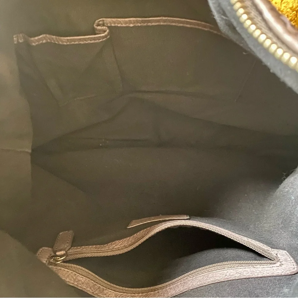 Grey Woven Leather Hobo Bag